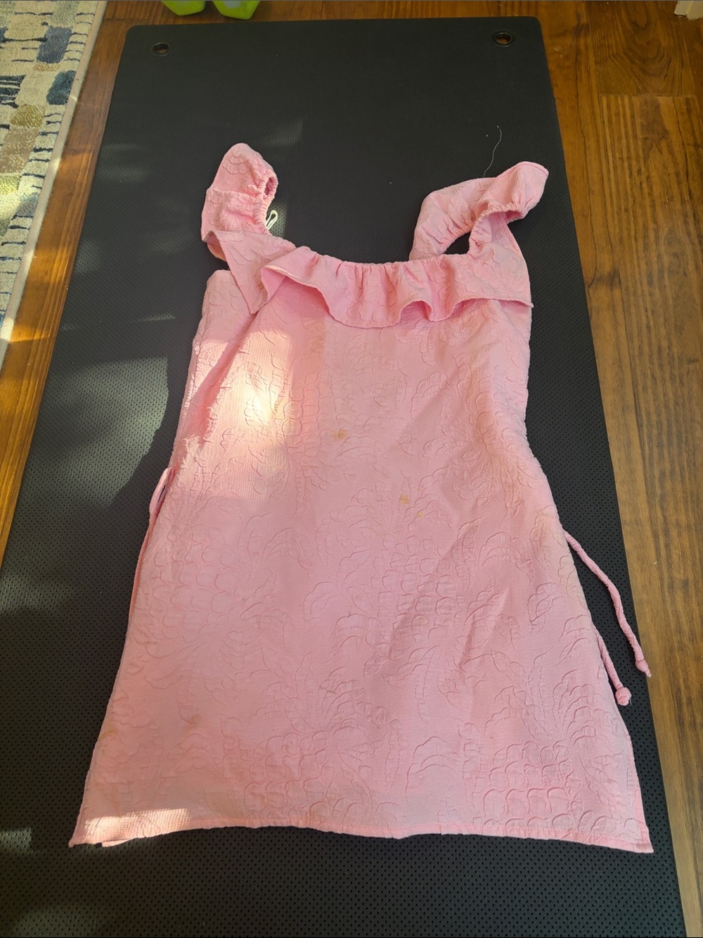 Girls' Pink Ruffle Strap Dress